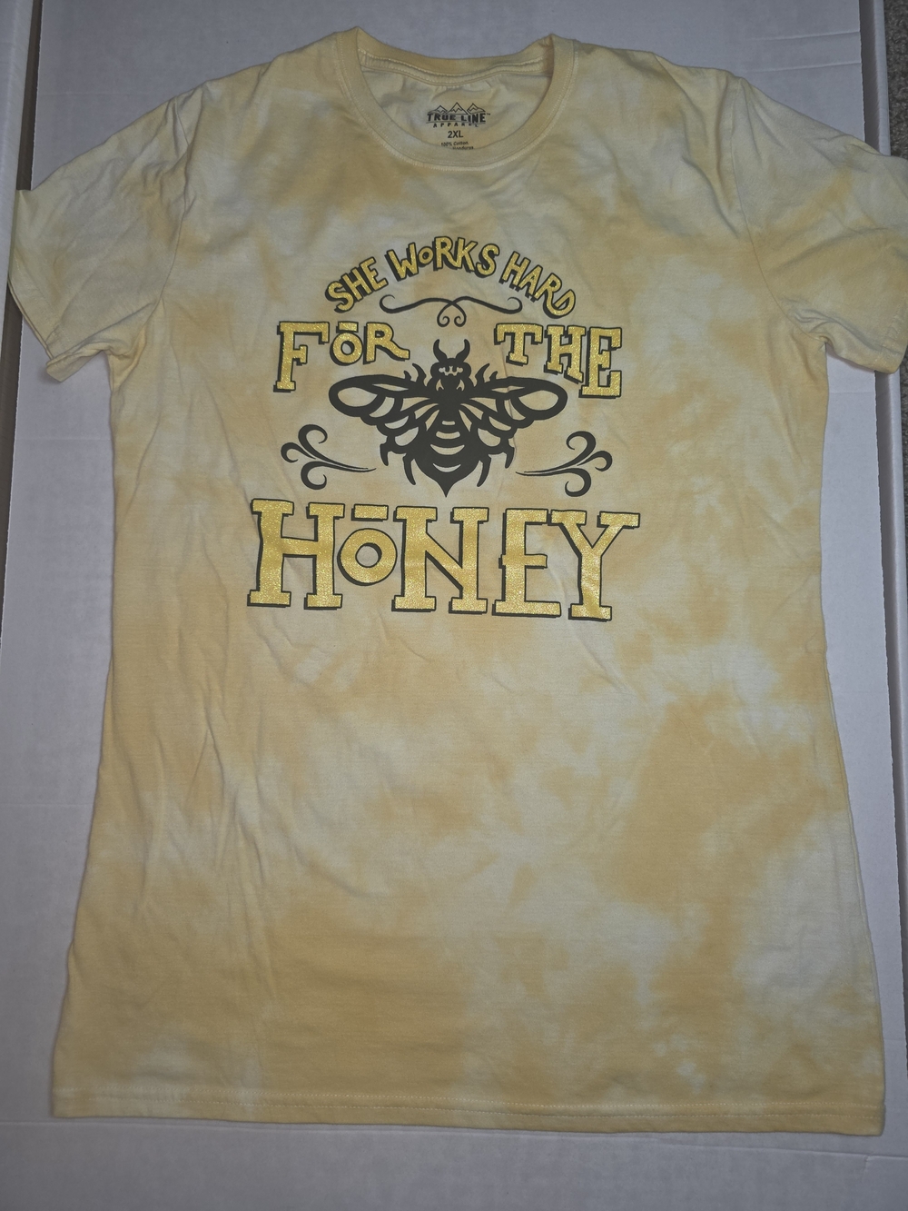 Yellow Tie-Dye 'She Works Hard For The Honey' Short Sleeve Graphic Tee